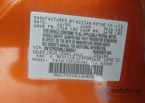 2020 Nissan Kicks Sr Xtronic Cvt from USA, damaged, VIN 3N1CP5DV0LL568531